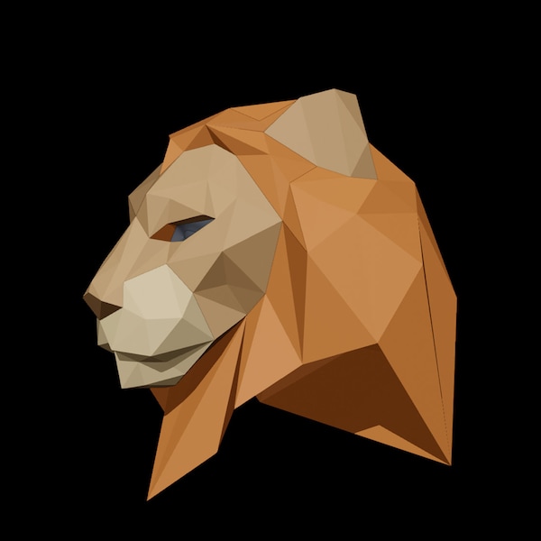 Lion Mask Template DIY, Papercraft, PDF, Pattern, Cosplay, Costume, Halloween, Accesories, toy, 3D