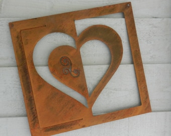 Rusty Metal Heart Wall Decoration | Romantic Garden Art | Valentine’s or Anniversary Gift | Rustic Outdoor Heart Decor | Handmade UK