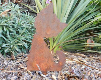 Rusty Metal Kitten Garden Ornament / Witches Cat / Cat Garden Gift / Rusty Cat Garden Decor / Cat Lover Gift / Halloween Cat