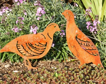 Partridge brace Metal Garden Ornament / Partridge gift / Rusty Metal Quail Gift for Gamekeeper gift / Wildfowl Garden decor