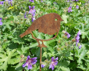 Rusty Metal Robin Garden Gift / Rustic Robin Bird Planter Stake / Rusty Metal Garden Art / Rustic Bird Gift / Remembrance Robin Bird Art