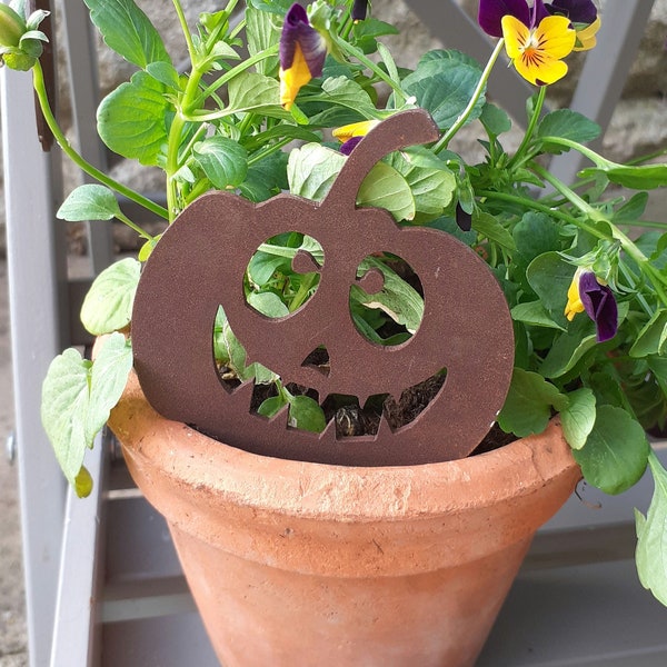 Halloween Pumpkin Plant Pot Decoration / Rusty Pumpkin / Halloween Decoration / Jack o'lantern / Halloween Houseplant / Happy Pumpkin