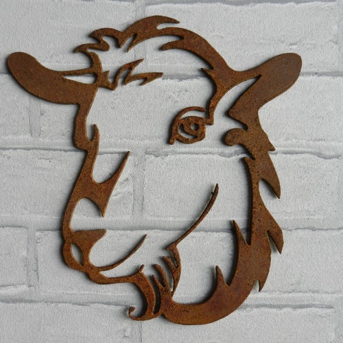 Goat Garden Decor / Rusty Metal Goat Art / Goat Garden Wall Etsy UK