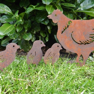 Rusty Metal Chicken & Easter Chicks / Easter Gift / Easter Chicken Garden Decor / Chicken gift / Metal Chicken/ Metal Garden Ornament image 2