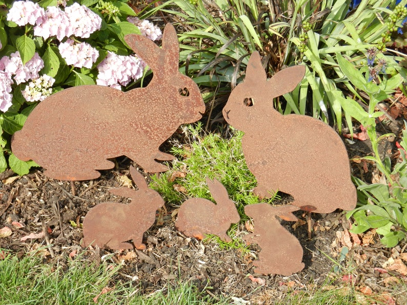 Rusty Metal Rabbits Garden Ornament Rabbit Art Rabbit Etsy