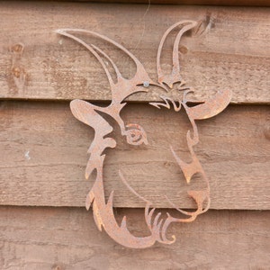 Rusty Goat Head Decor / Goat Garden Gift / Rusty Metal Goat Wall Decor an unusual Farmyard Gift image 4