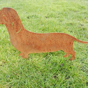 Dachshund Gift / Sausage Dog Garden Gift / Rusty Metal Dog Garden Stake / Rusty Metal Garden Art / Dachshund Memorial image 2