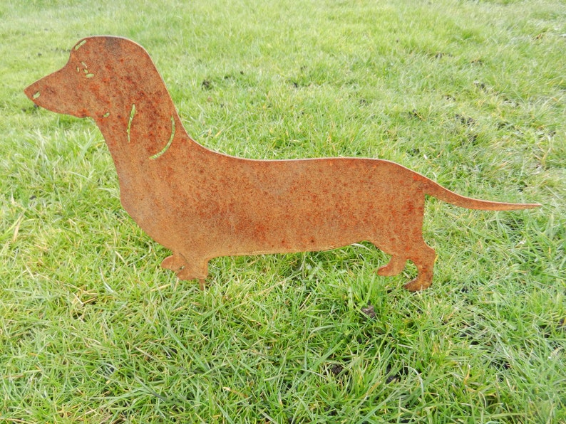 Dachshund Gift / Sausage Dog Garden Gift / Rusty Metal Dog Garden Stake / Rusty Metal Garden Art / Dachshund Memorial image 2