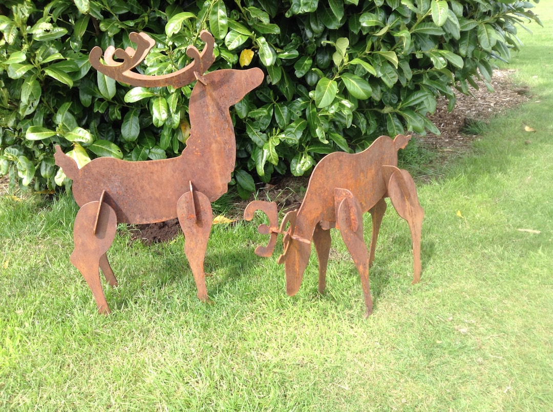Rusty Metal Deer / Deer Garden Decor / Deer Sculpture / Metal Deer