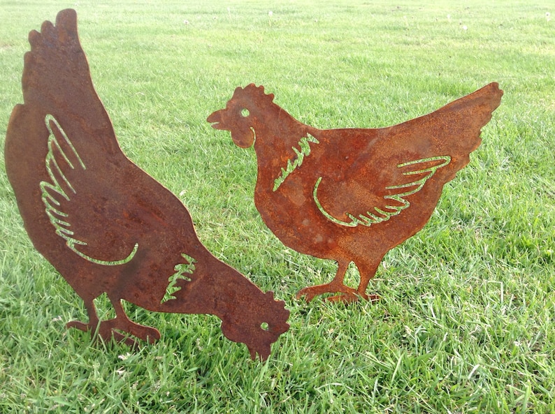 Rusty Metal Chicken & Easter Chicks / Easter Gift / Easter Chicken Garden Decor / Chicken gift / Metal Chicken/ Metal Garden Ornament image 3