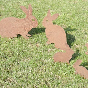 Rusty Metal Rabbits / Garden Ornament / Rabbit Art / Rabbit Gift ...
