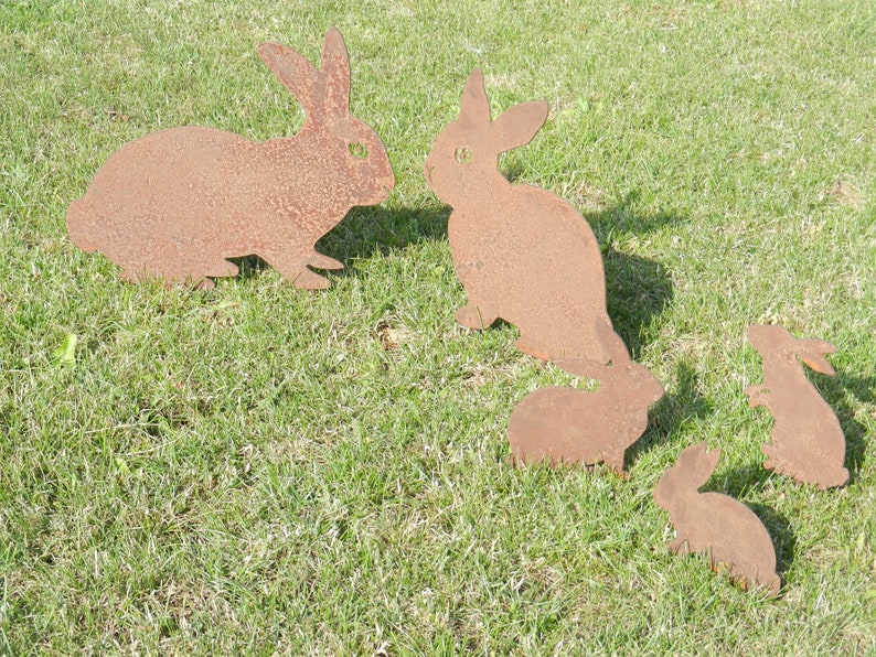 Rusty Metal Rabbits / Garden Ornament / Rabbit Art / Rabbit - Etsy UK