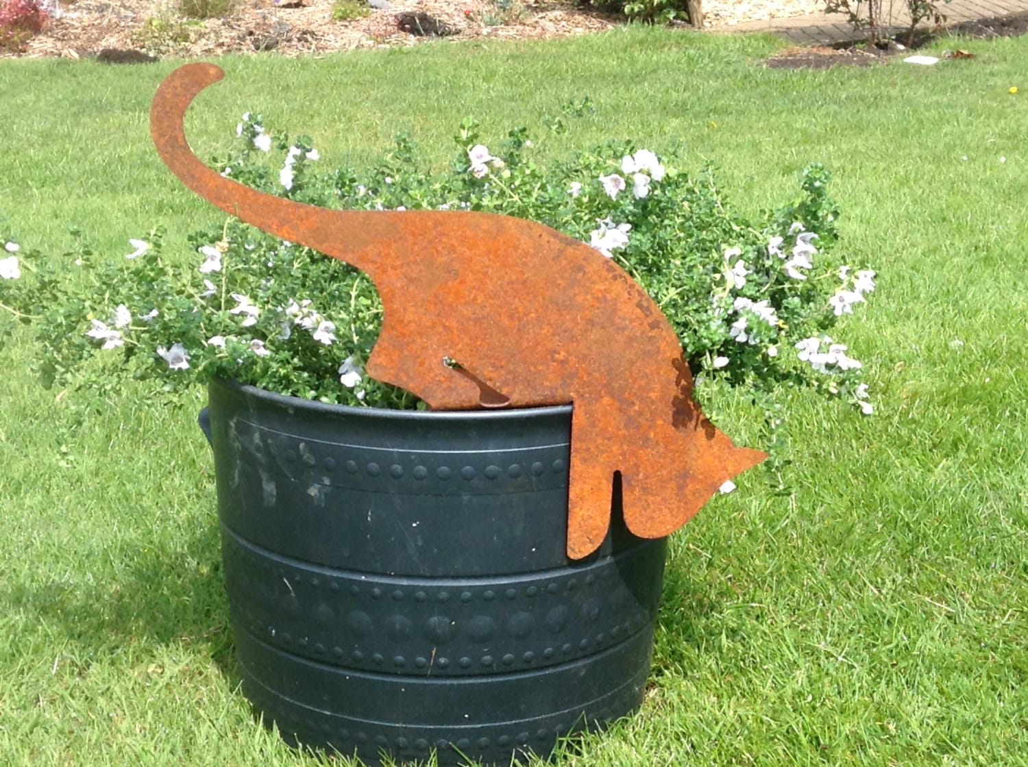 Metal Cat Decor / Cat Garden Ornament / Rusty Metal Cat Garden Etsy