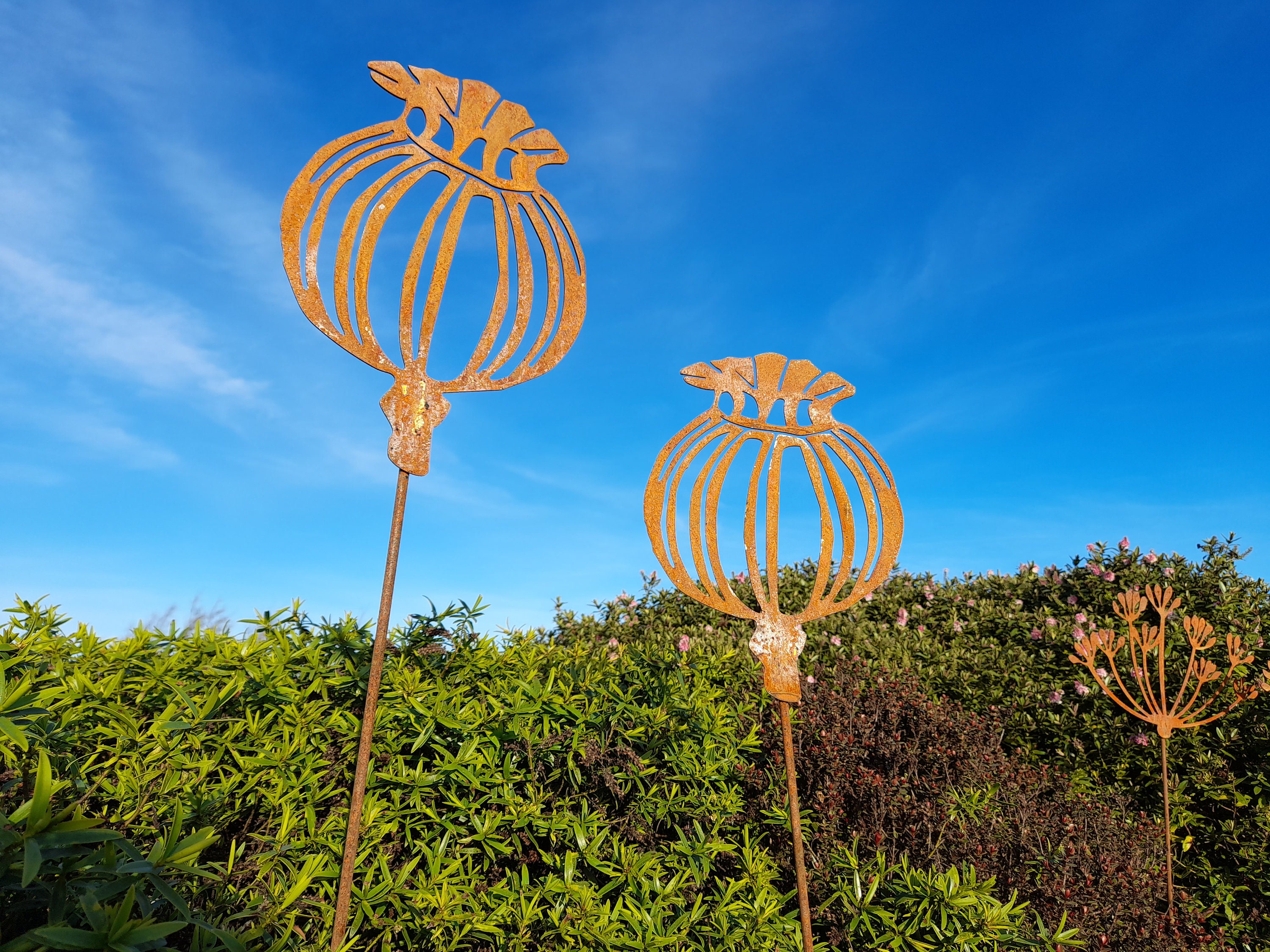 Rusty Metal Poppy Seed Head / Metal Seed Head Garden Decor / Etsy