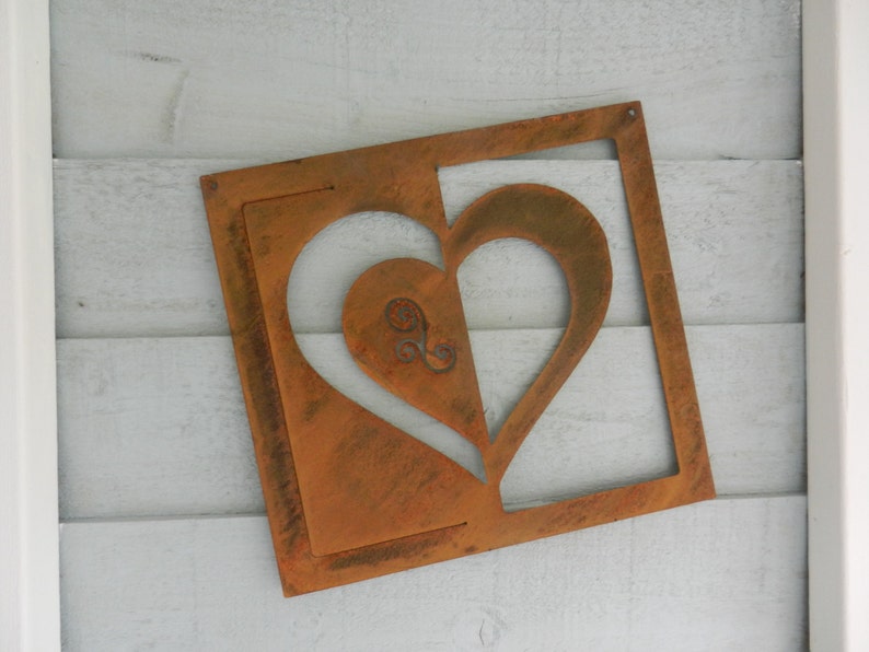 Rustic Heart Wall Decor Metal Plaque Gift Garden Wedding A Great
