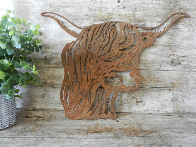 Highland Cow Wall Decor / Rusty Metal Highland Cow Garden Etsy