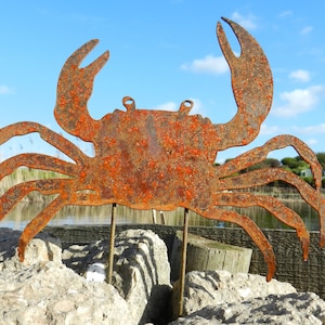 Rusty Crab Seaside Decor / Rusty Metal Crab Sculpture / Rusty Crab Decor / Crab Gift / Metal Crab Art / Metal Garden Stake /Metal Crab decor