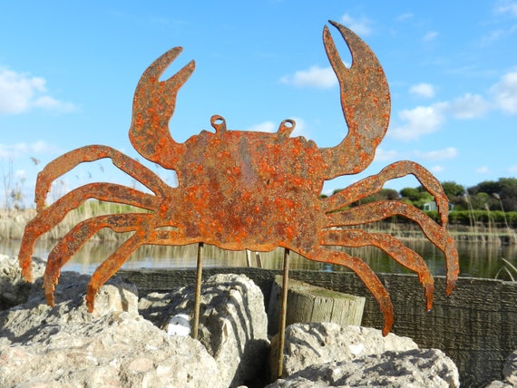 Rusty Crab Seaside Decor / Rusty Metal Crab Sculpture / Rusty Crab Decor /  Crab Gift / Metal Crab Art / Metal Garden Stake /metal Crab Decor 