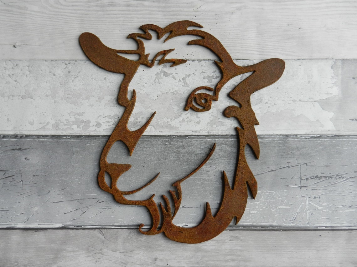 Goat Garden Decor / Rusty Metal Goat Art / Goat Garden Wall Etsy UK