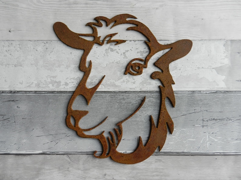 Goat Garden Decor / Rusty Metal Goat Art / Goat Garden Wall Etsy