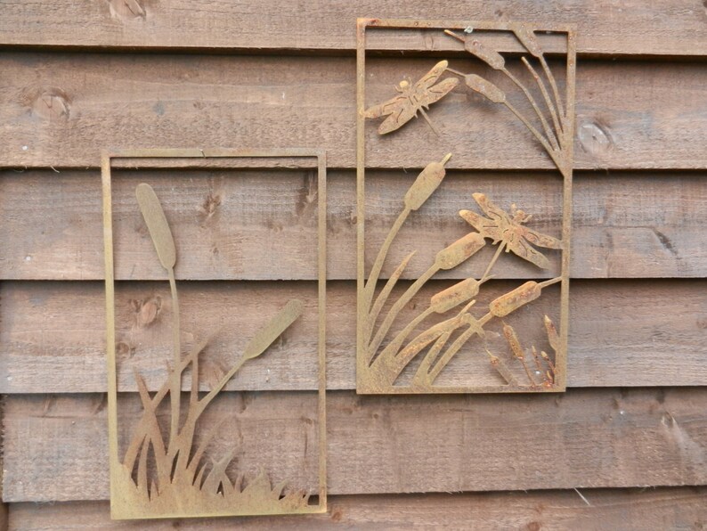 Bull Rush & Reeds Metal Wall Art / Dragonfly Wall Art / Pond Etsy