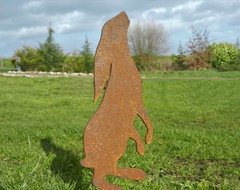 Star Gazing Baby Hare / Rusty Hare Metal Garden Art / Moon Gazing Hare Garden Gift / Hare Garden Decor / Baby Hare / Garden Art / Hare Gift