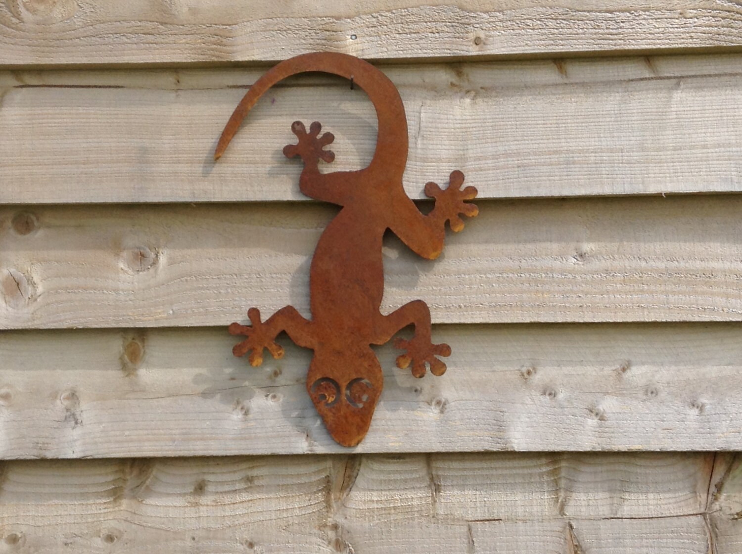 Rusty metal Gecko Wall Decor / Gecko Garden Wall Sculpture / Etsy