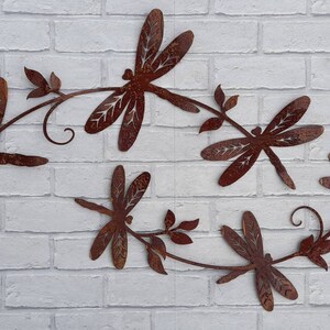 Dragonfly Wall Art / Rusty Metal Dragonfly Sculpture / Dragonfly Wall Decor / Rusty Metal Dragonfly Garden Decor a unique garden gift image 4