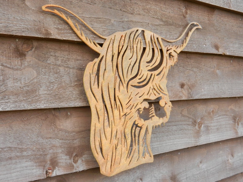 Highland Cow Wall Decor / Rusty Metal Highland Cow Garden Etsy