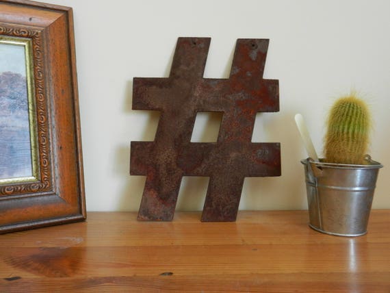 Rustic Hashtag  Garden Sign Rusty Metal Letters Home  