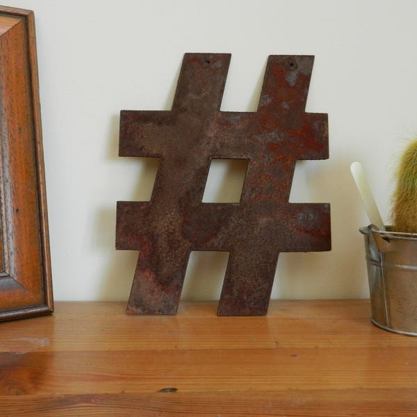 Rustic Hashtag Garden Sign /  Rusty Metal Letters Home decor - Hashtag Garden Wall Sign