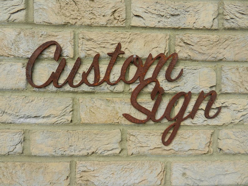 Custom Sign / Rusty Metal Sign / Bespoke Garden sign / Rustic Garden sign / House Sign / Garden Wall Decoration / Garden Wall Sign image 2