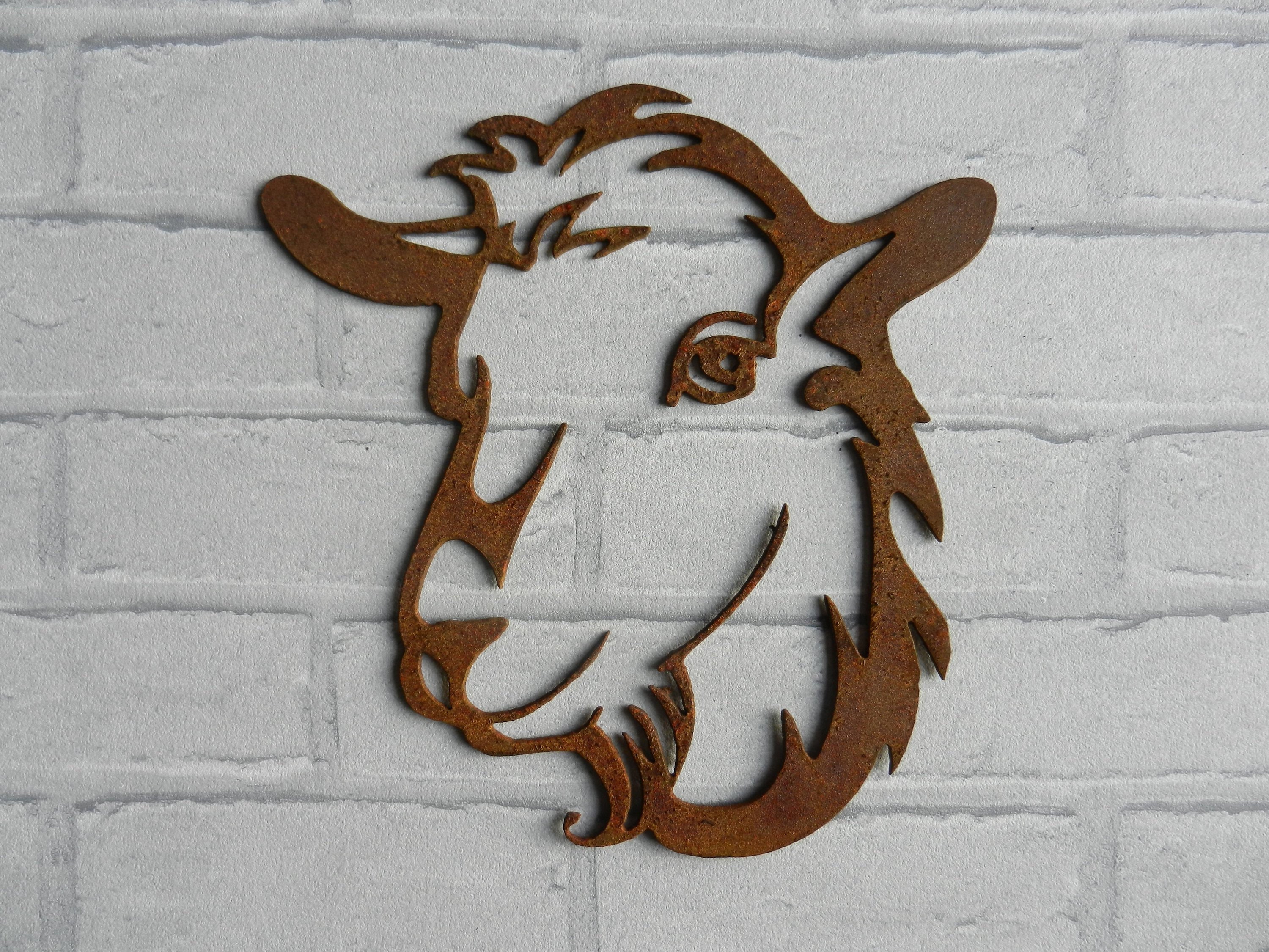 Goat Garden Decor / Rusty Metal Goat Art / Goat Garden Wall Etsy UK