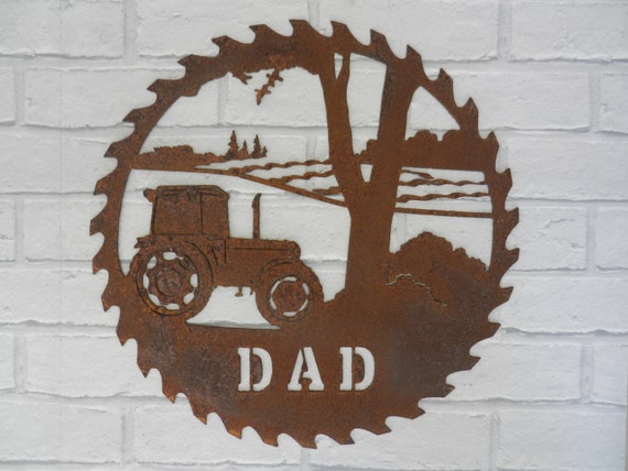 Cadeau De Tracteur De Papa Rusty Metal Tracteur Wall Decor Papa Agriculture Cadeau Cadeau De Tracteur Avec Tracteur Massey Un Décor De Jardin - 