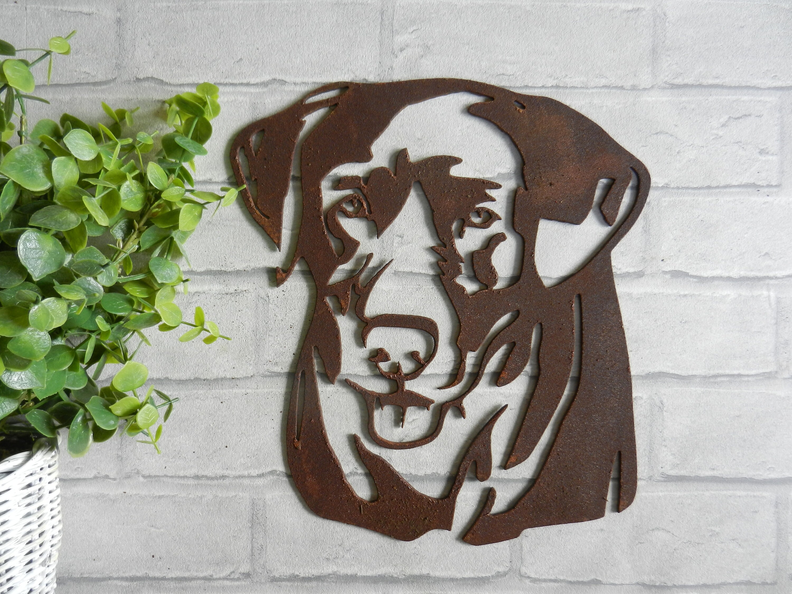 Rusty Metal Labrador Dog Head Garden Decoration / Labrador Retriever ...