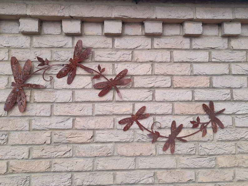 Dragonfly Wall Art / Rusty Metal Dragonfly Sculpture / Dragonfly Wall Decor / Rusty Metal Dragonfly Garden Decor a unique garden gift image 3