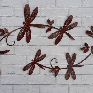Dragonfly Wall Art / Rusty Metal Dragonfly Sculpture / Dragonfly Wall Decor / Rusty Metal Dragonfly Garden Decor a unique garden gift image 5