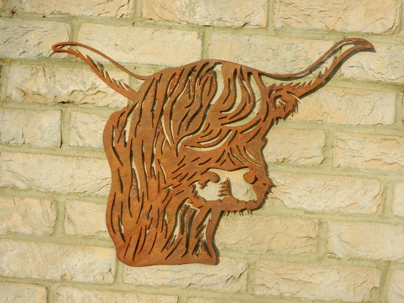 Highland Cow Wall Decor / Rusty Metal Highland Cow Garden Etsy UK