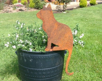 Rusty Metal Cat Garden Decor / Metal Cat Garden Art / Sitting Cat Garden Ornament a purrfect Cat Lover Gift