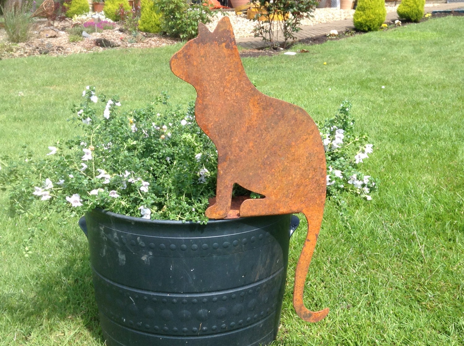 Metal Cat Decor / Cat Garden Ornament / Rusty Metal Cat Garden Etsy