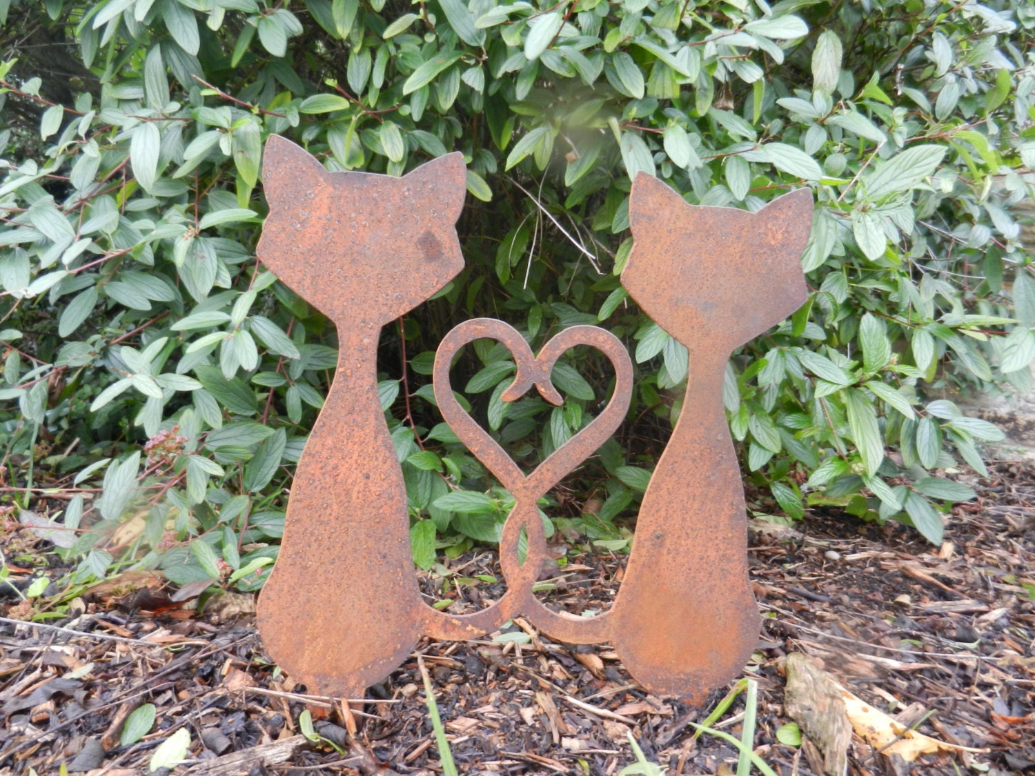 Garden Cat Metal Garden Sculpture / Rusty Cat Gift / Love Cats Etsy