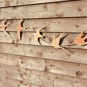 Swallow Wall Art / Rusty Metal Swallows Sculpture / Flock of Birds Wall Decor / Rusty Metal Bird Garden Decor / garden gift / Swift Wall Art image 10