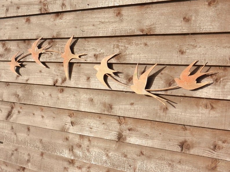Swallow Wall Art / Rusty Metal Swallows Sculpture / Flock of Etsy