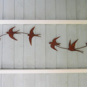 Swallow Wall Art / Rusty Metal Swallows Sculpture / Flock of Birds Wall Decor / Rusty Metal Bird Garden Decor / garden gift / Swift Wall Art image 2