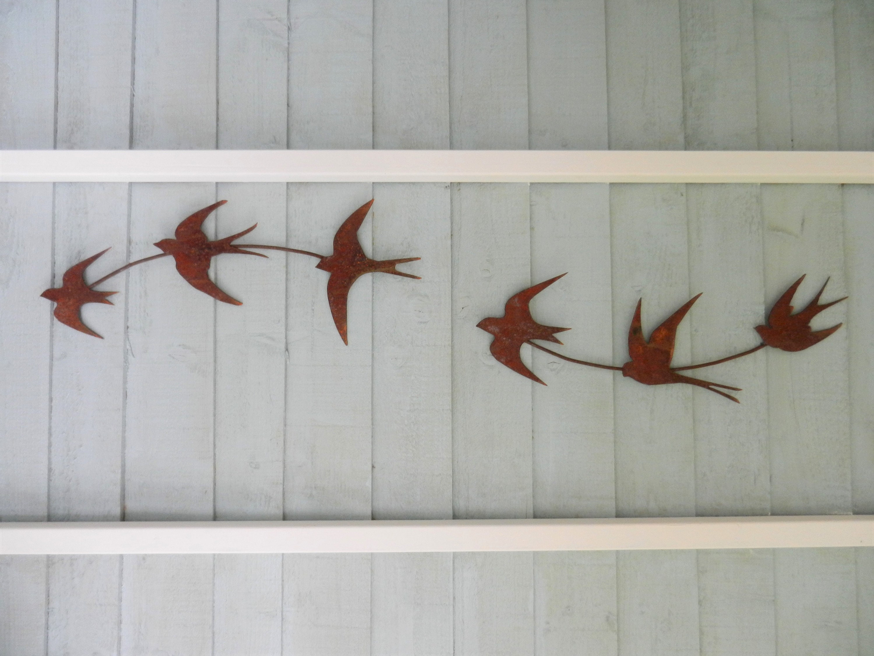 Swallow Wall Art / Rusty Metal Swallows Sculpture / Flock of Etsy UK