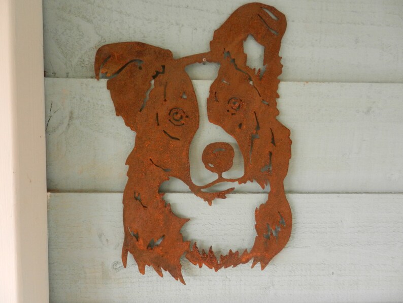 Border Collie Dog Gift Garden Wall Decor - Collie Sheepdog Rusty Metal Dog Garden Art Border Collie Dog Gift Garden Wall Decor - Collie Sheepdog Rusty Metal Dog Garden Art