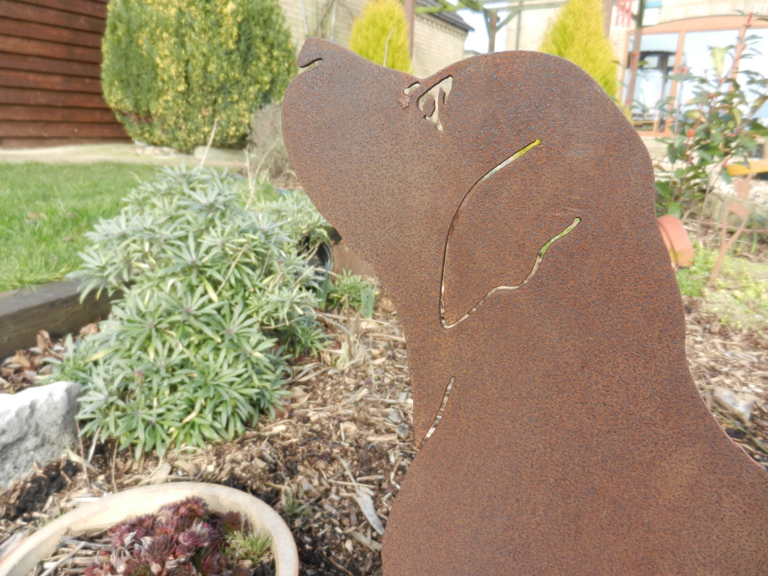 Rusty Labrador Garden Decor / Rusty Metal Garden Art / - Etsy