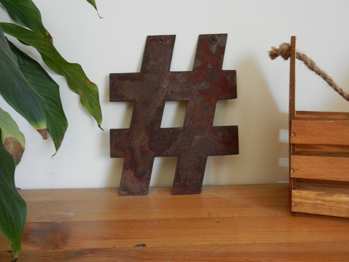 Rustic Hashtag Garden Sign / Rusty Metal Letters Home Decor Etsy