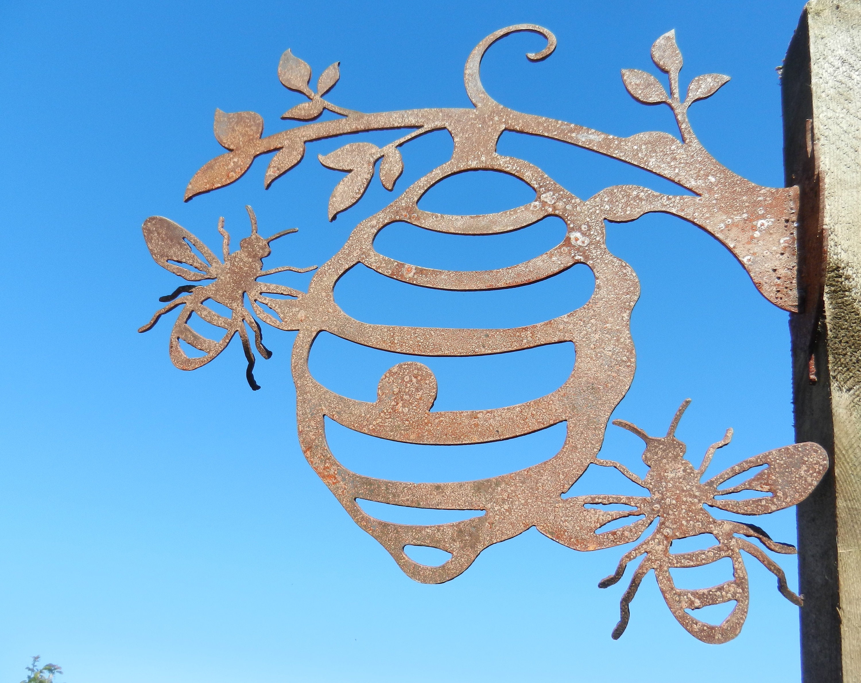 Rusty Metal Bee Hive Garden Decor / Metal BeeHive Garden Gift Etsy