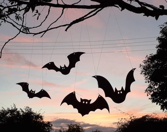 Black Painted Metal Bats / Halloween Bats / Halloween Decoration / Halloween Bats